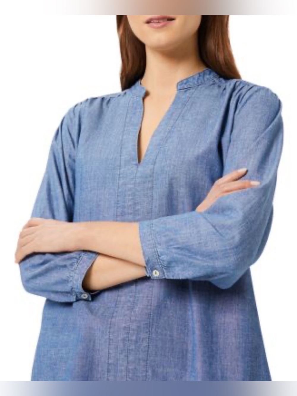 Lilly Pulitzer Chambray Split-Neck Tunic - Light Blue